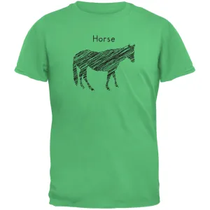 Horse Scribble Drawing Irish Green Adult T-Shirt