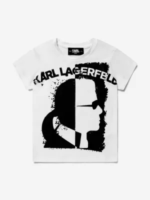 Karl Lagerfeld Girls Cotton Portrait Print T-Shirt