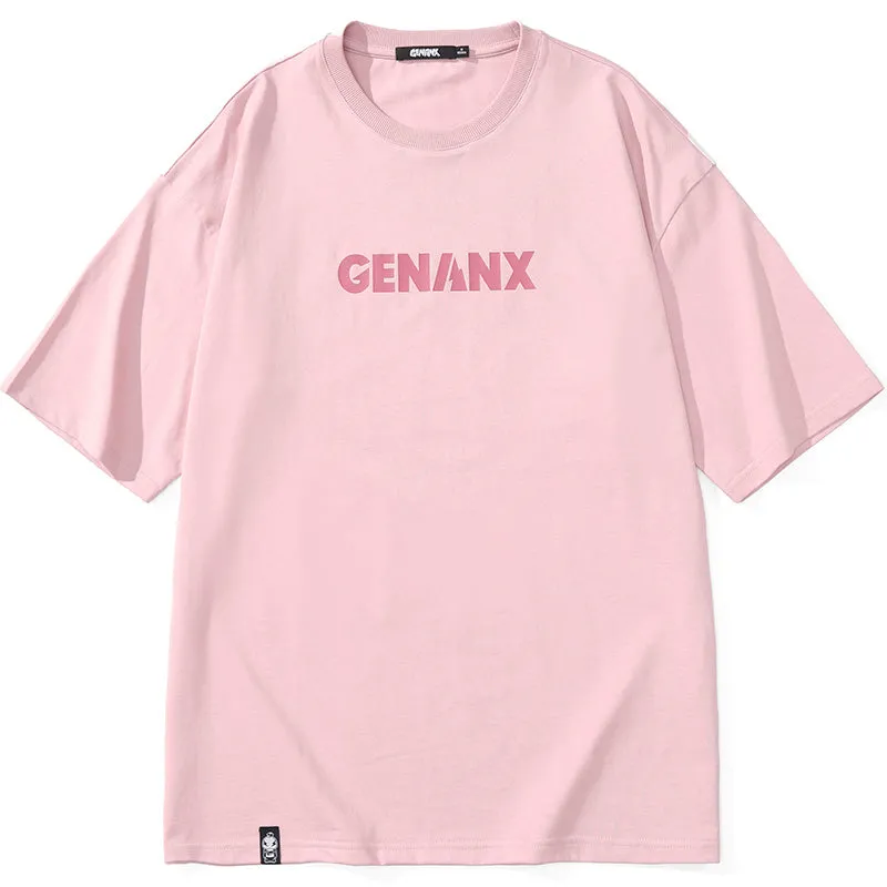 Letter Cartoon Print Loose Cotton T-Shirt