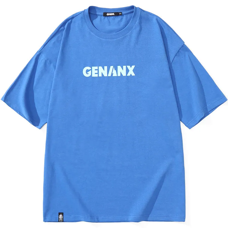 Letter Cartoon Print Loose Cotton T-Shirt