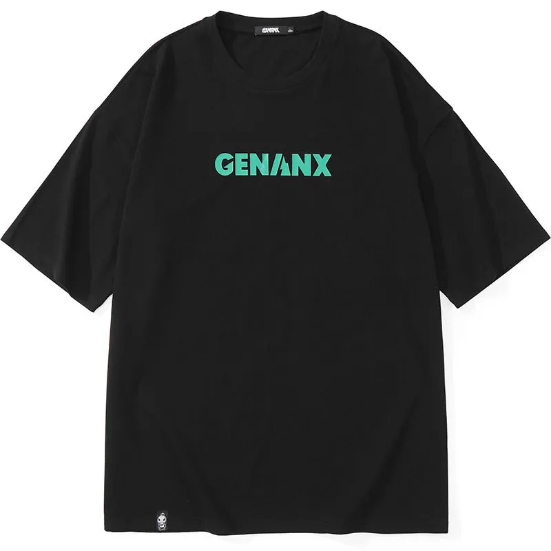 Letter Cartoon Print Loose Cotton T-Shirt