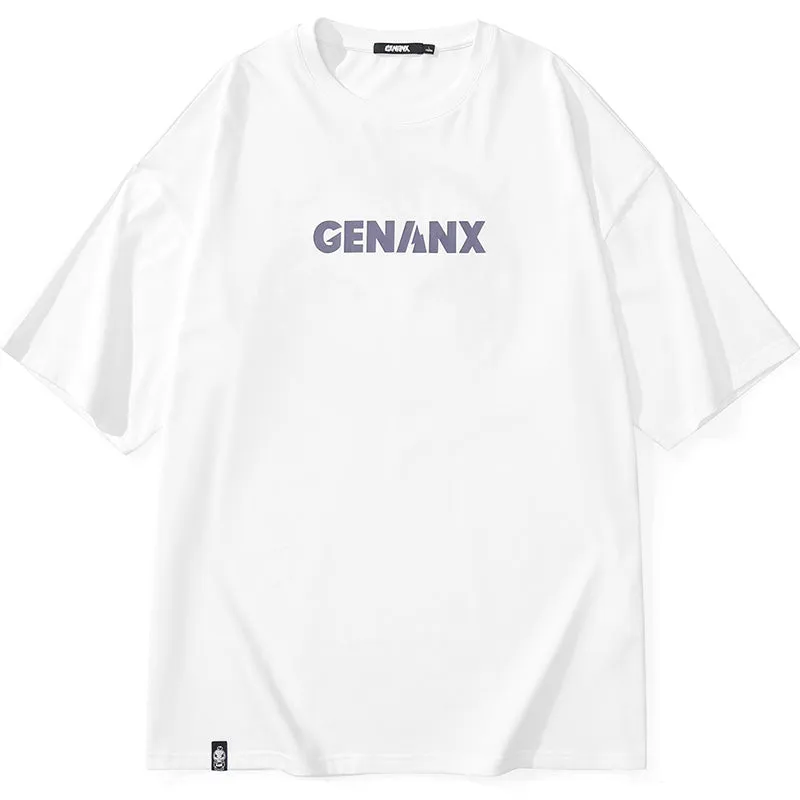 Letter Cartoon Print Loose Cotton T-Shirt