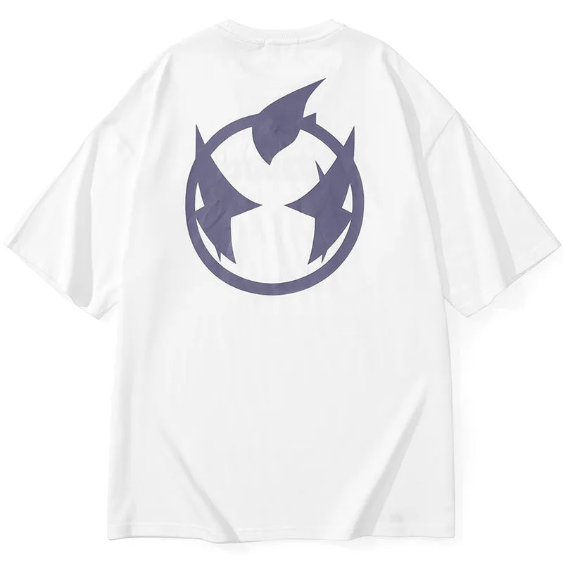 Letter Cartoon Print Loose Cotton T-Shirt