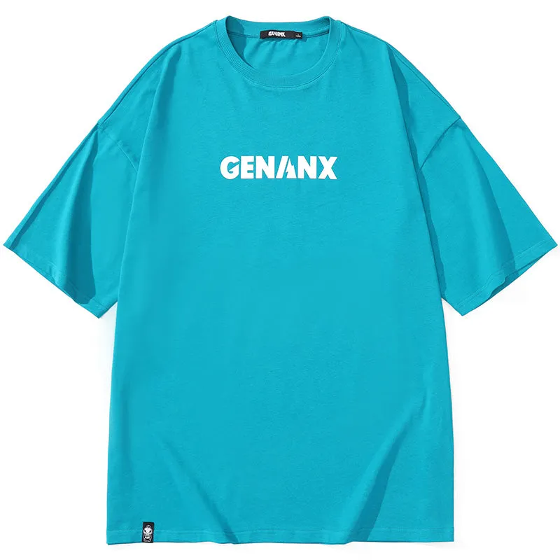 Letter Cartoon Print Loose Cotton T-Shirt