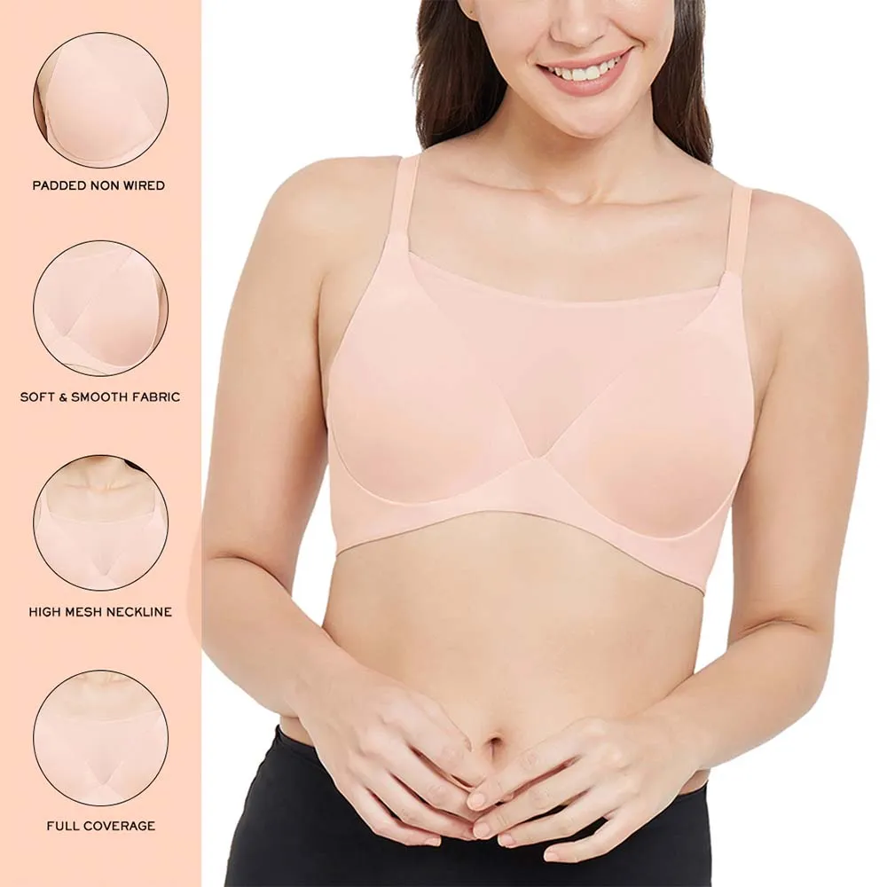 Lively Padded Non-Wired Full Cup Everyday Wear Full coverage T-Shirt Bra - Beige