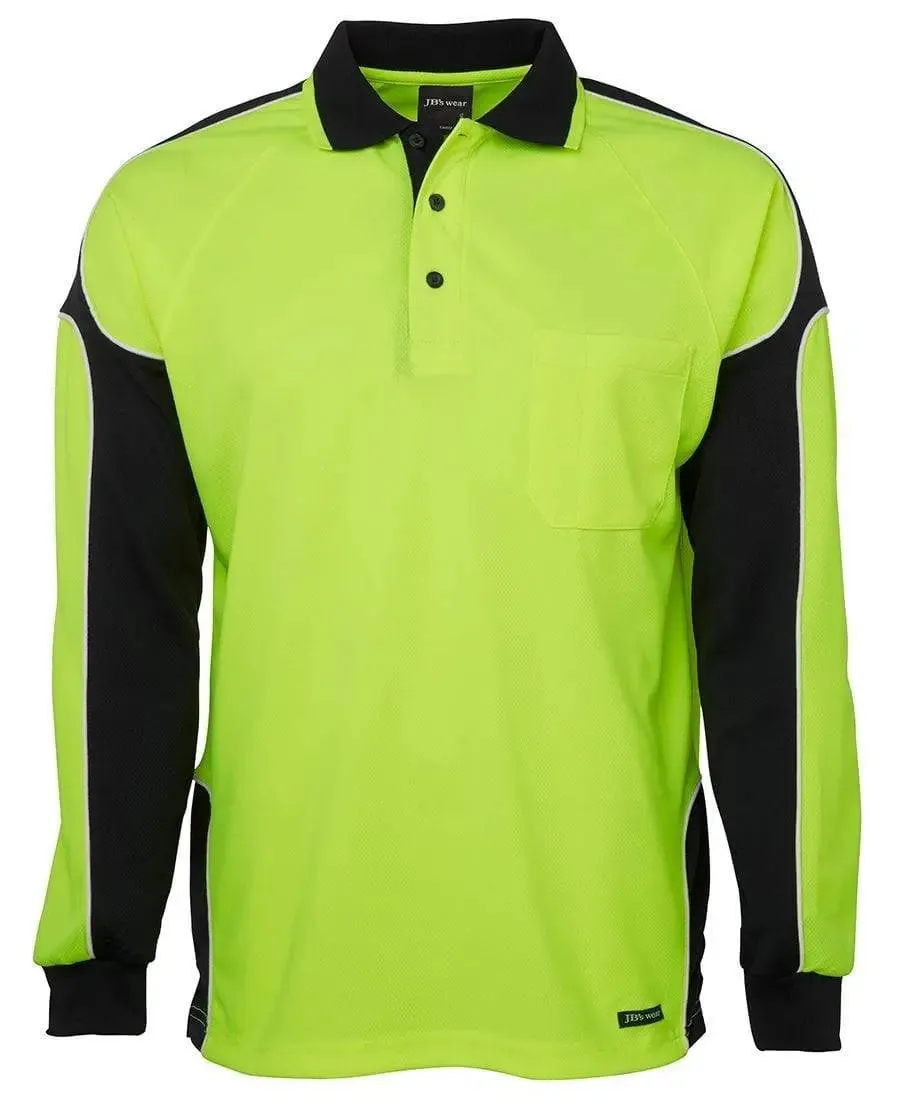 Logo Printed JB'S Hi-Vis Long Sleeve Arm Panel Polo 6AP4L x10