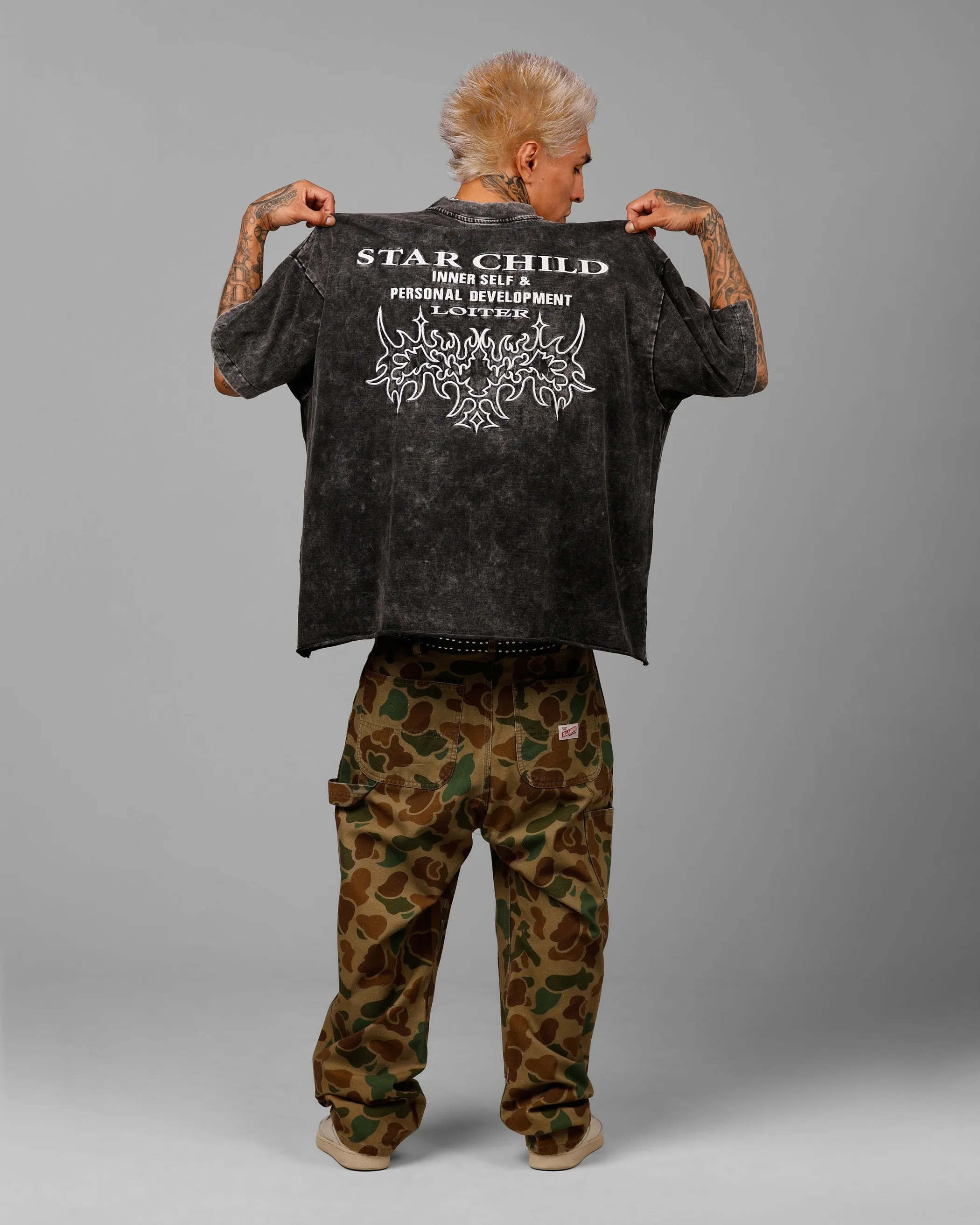 Loiter Star Child Pocket T-Shirt Black Wash