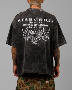 Loiter Star Child Pocket T-Shirt Black Wash