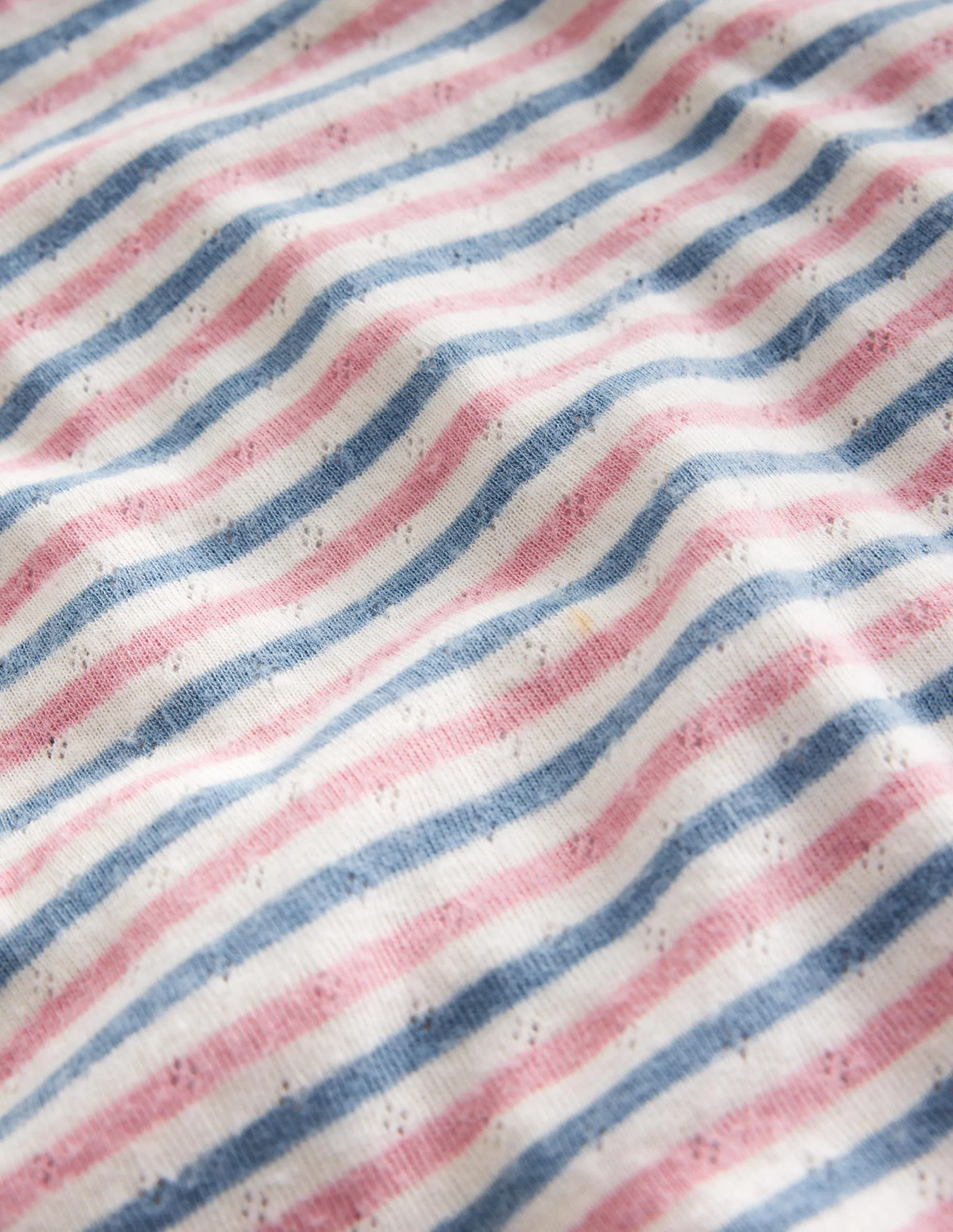 Long Sleeve Pointelle Top-Multi Stripe