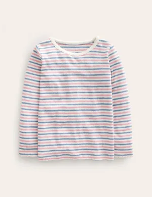 Long Sleeve Pointelle Top-Multi Stripe