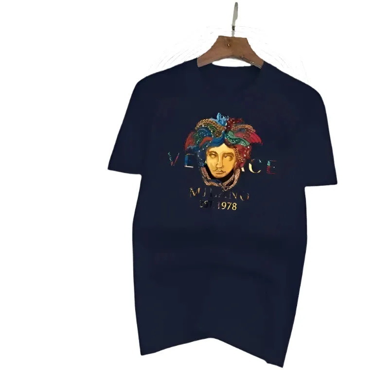 Men's Fashionable Breathable Cotton T-Shirt - Stylish Printed Running Tee, Short-Sleeved Sports Top for Summer