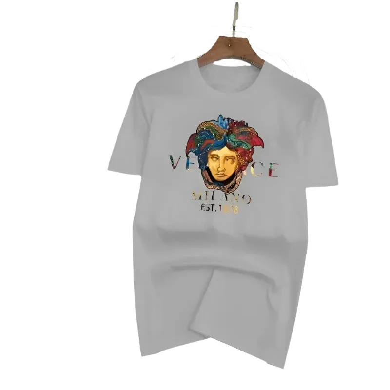 Men's Fashionable Breathable Cotton T-Shirt - Stylish Printed Running Tee, Short-Sleeved Sports Top for Summer
