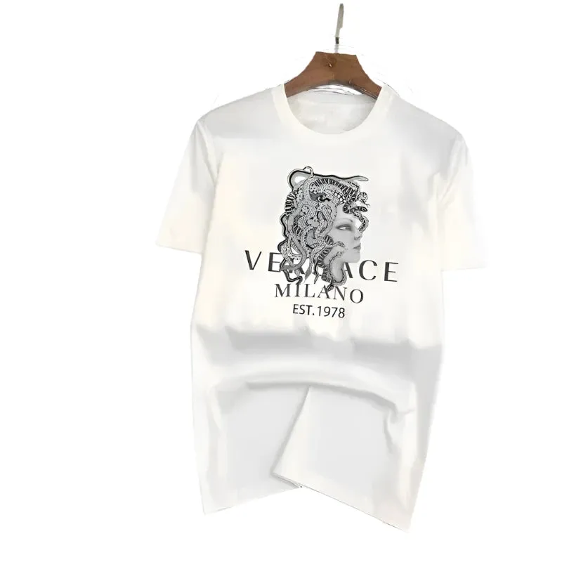 Men's Fashionable Breathable Cotton T-Shirt - Stylish Printed Running Tee, Short-Sleeved Sports Top for Summer