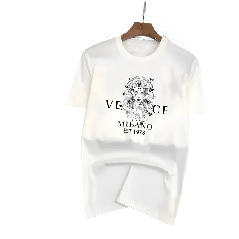 Men's Fashionable Breathable Cotton T-Shirt - Stylish Printed Running Tee, Short-Sleeved Sports Top for Summer