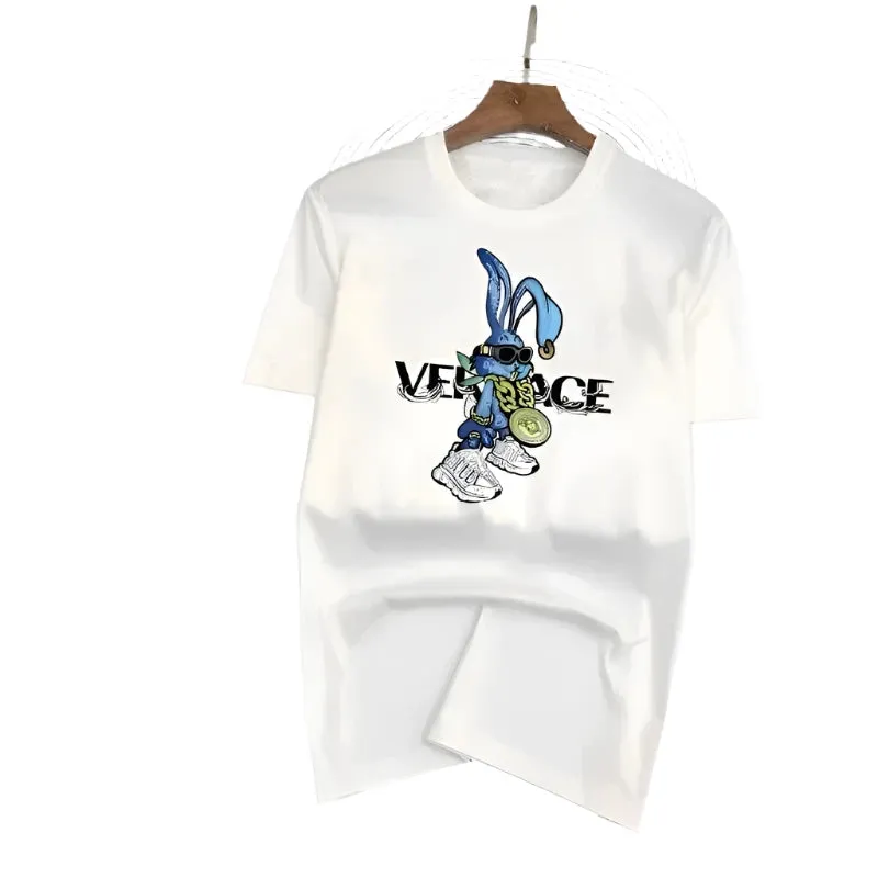 Men's Fashionable Breathable Cotton T-Shirt - Stylish Printed Running Tee, Short-Sleeved Sports Top for Summer