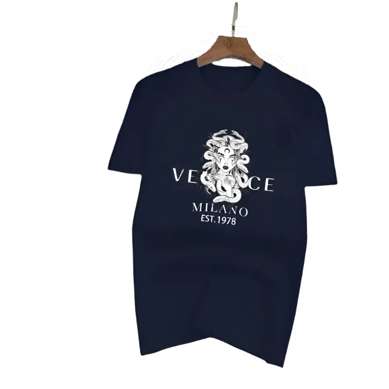 Men's Fashionable Breathable Cotton T-Shirt - Stylish Printed Running Tee, Short-Sleeved Sports Top for Summer