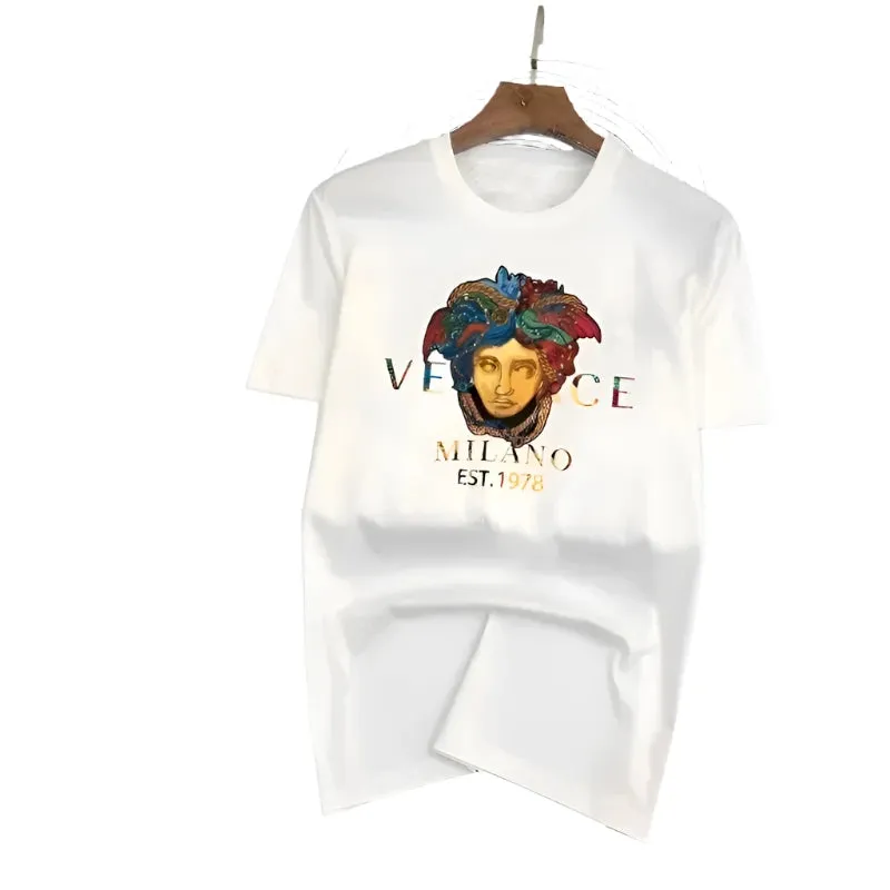 Men's Fashionable Breathable Cotton T-Shirt - Stylish Printed Running Tee, Short-Sleeved Sports Top for Summer