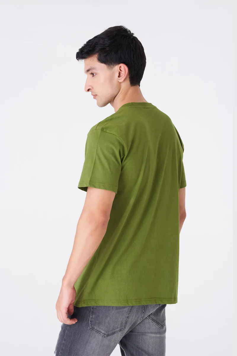 Men's Olive Green Oversized Tee for Everyday Wear