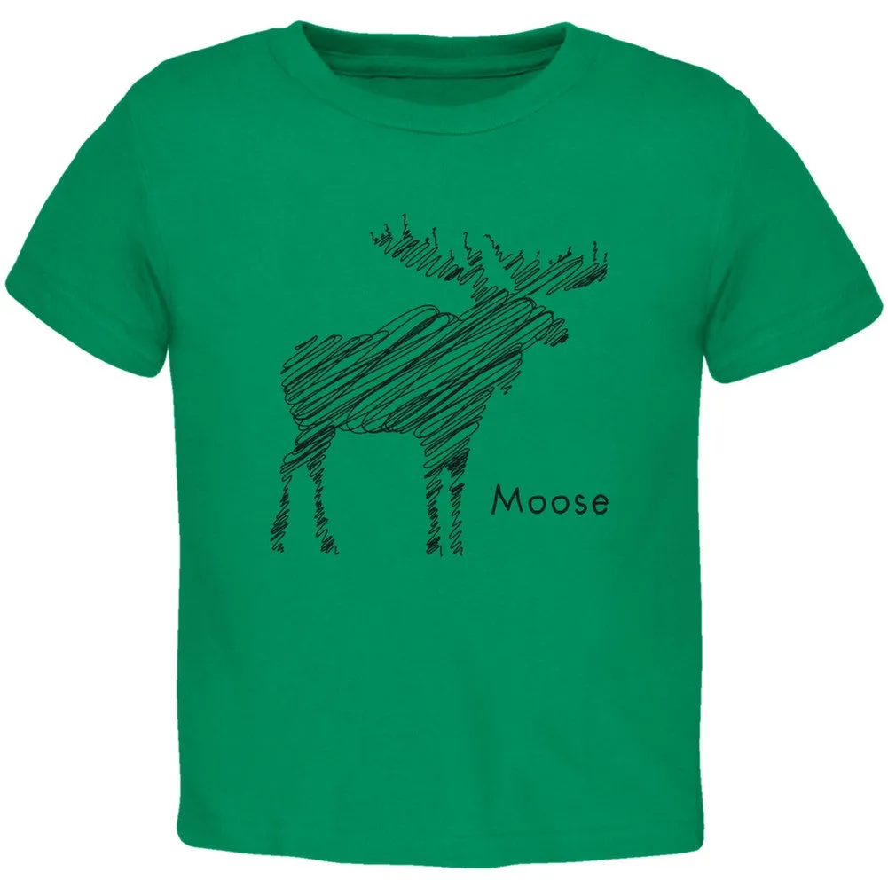 Moose Scribble Drawing Orange Toddler T-Shirt