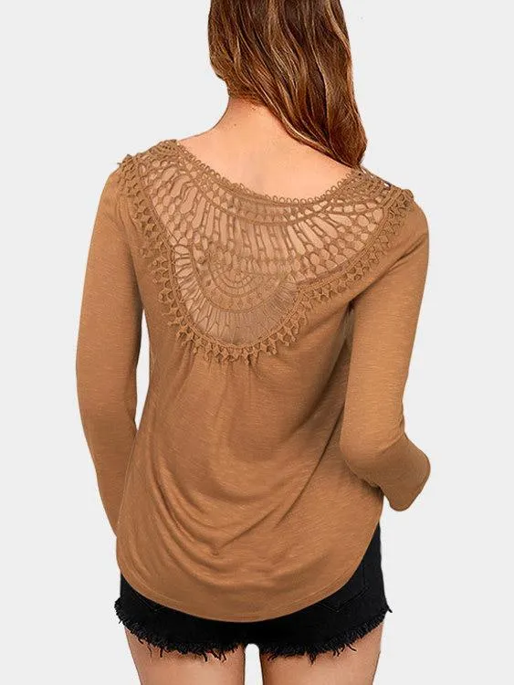 OEM ODM Round Neck Lace Long Sleeve T-Shirts