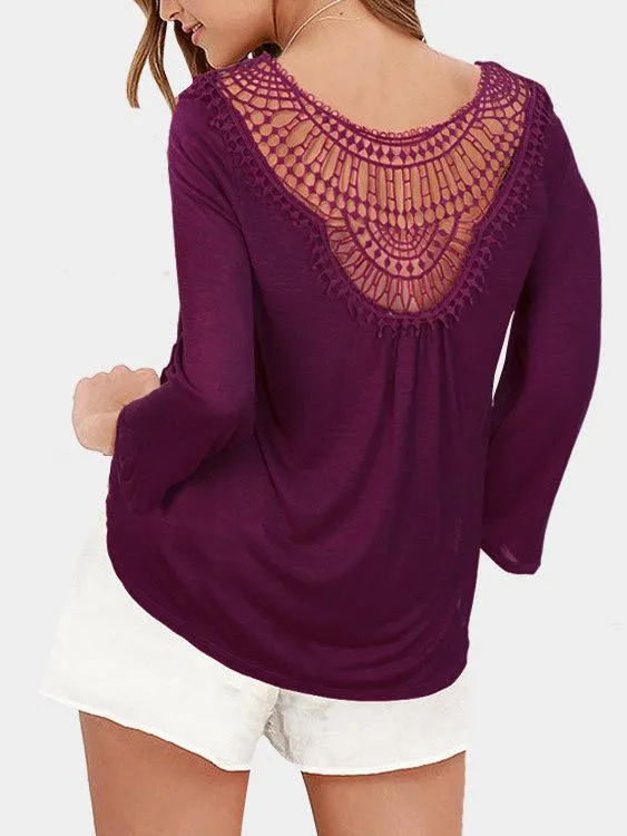 OEM ODM Round Neck Lace Long Sleeve T-Shirts