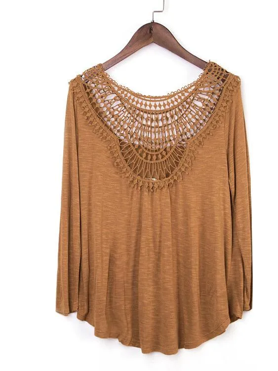 OEM ODM Round Neck Lace Long Sleeve T-Shirts