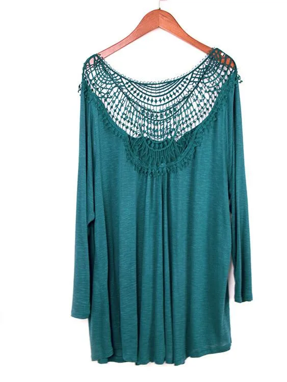 OEM ODM Round Neck Lace Long Sleeve T-Shirts
