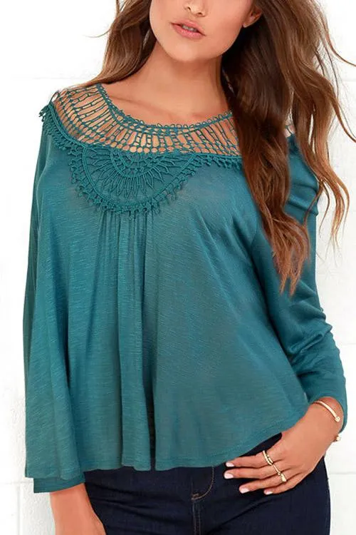 OEM ODM Round Neck Lace Long Sleeve T-Shirts
