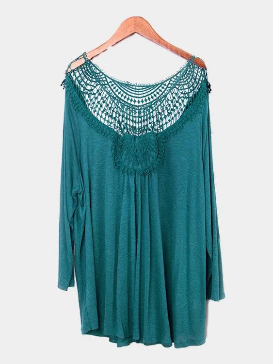 OEM ODM Round Neck Lace Long Sleeve T-Shirts