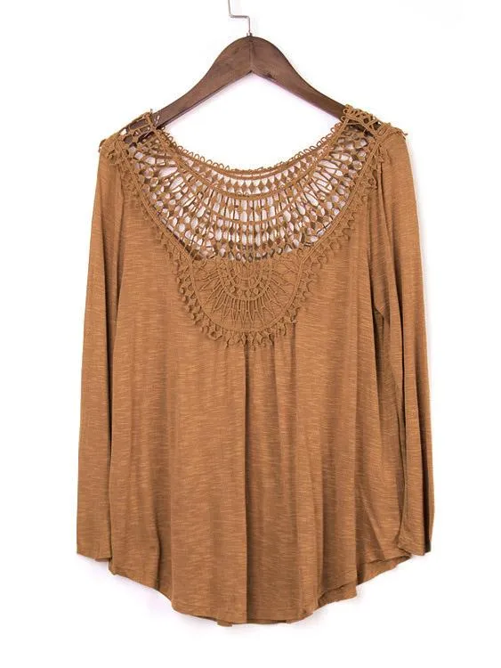 OEM ODM Round Neck Lace Long Sleeve T-Shirts