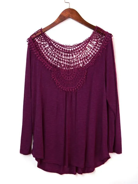 OEM ODM Round Neck Lace Long Sleeve T-Shirts