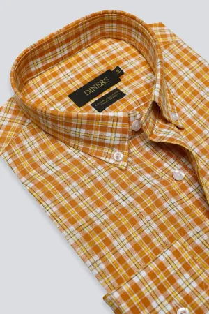 Orange Glen Plaid Check Casual Shirt