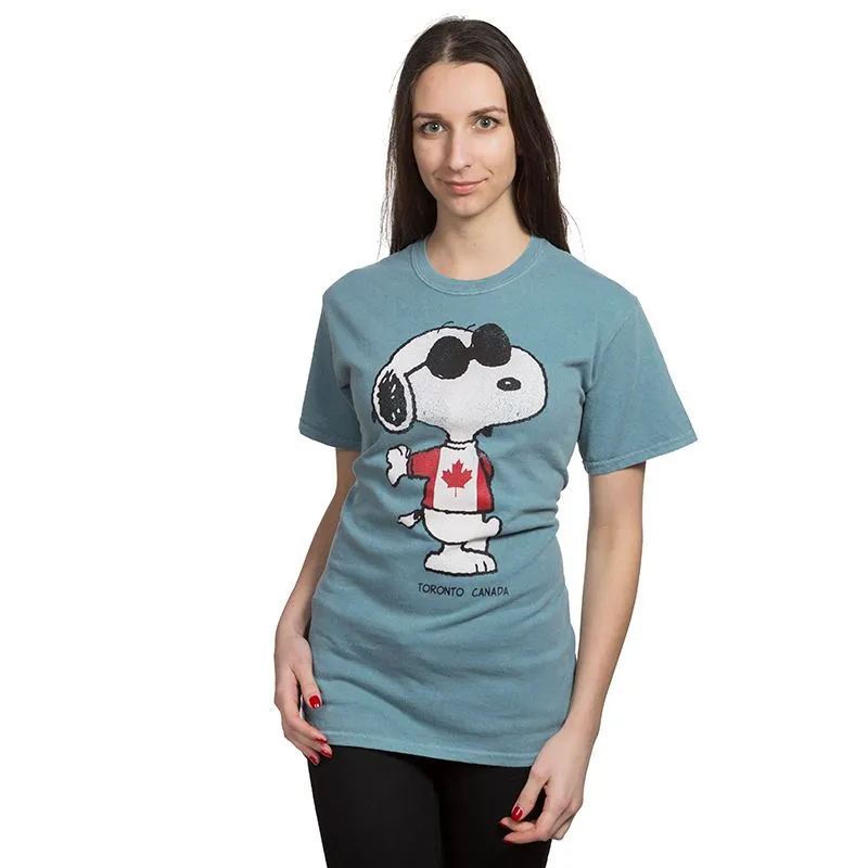 Peanuts Snoopy in Canada Flag T-Shirt with Name Drop Toronto