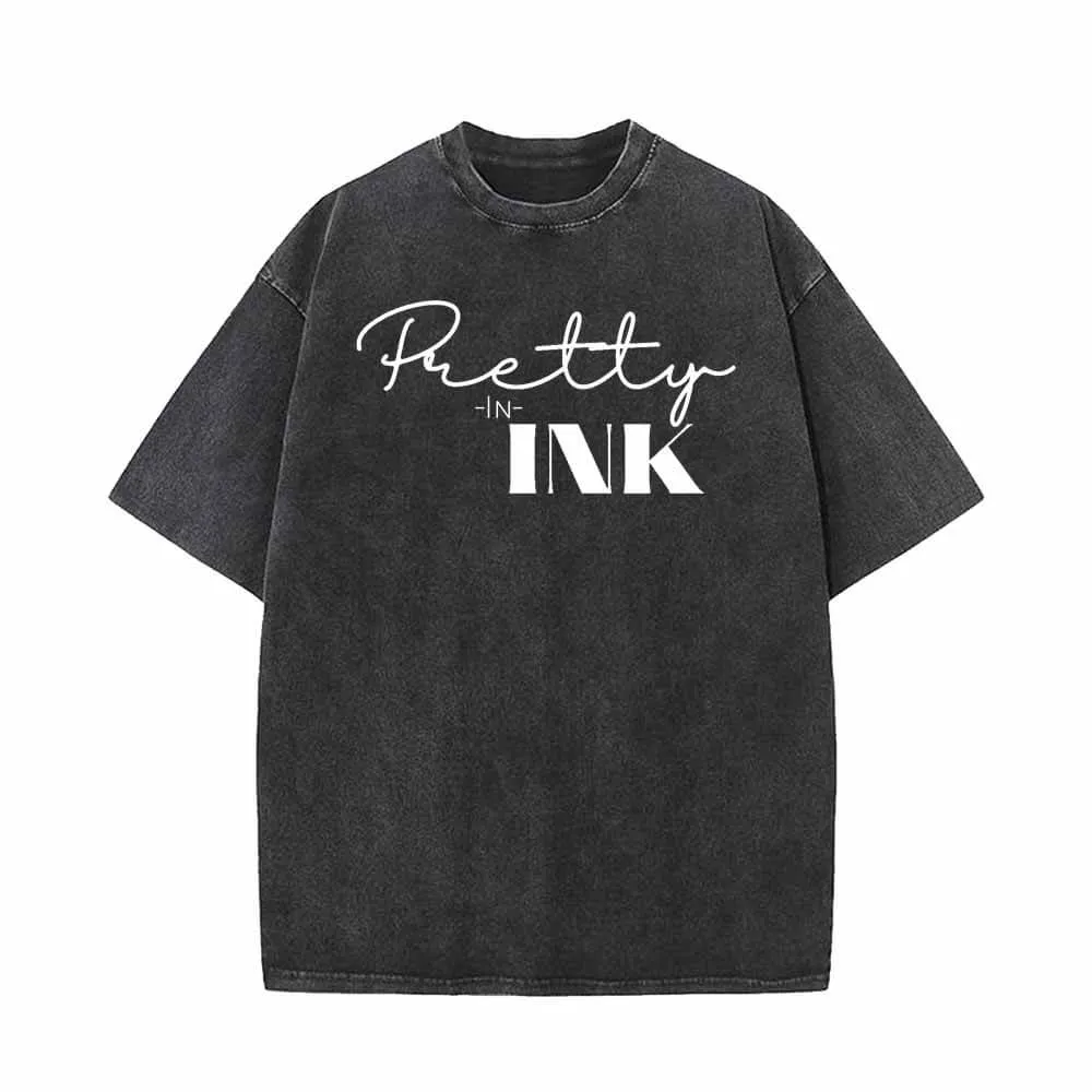 Pretty In Ink Print Vintage Washed T-shirt