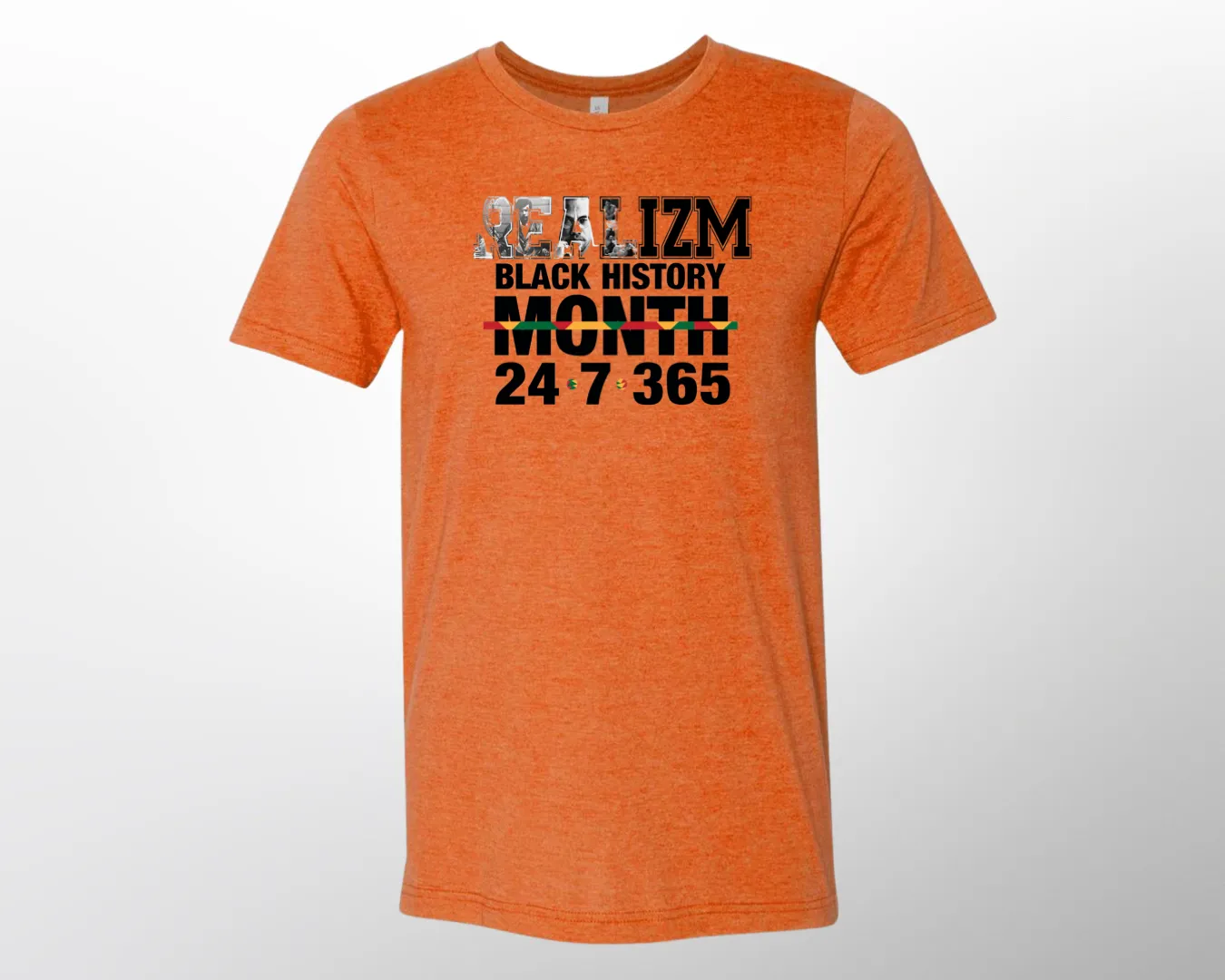 REALIZM Black History 24/7/365 Heather Red T-shirt