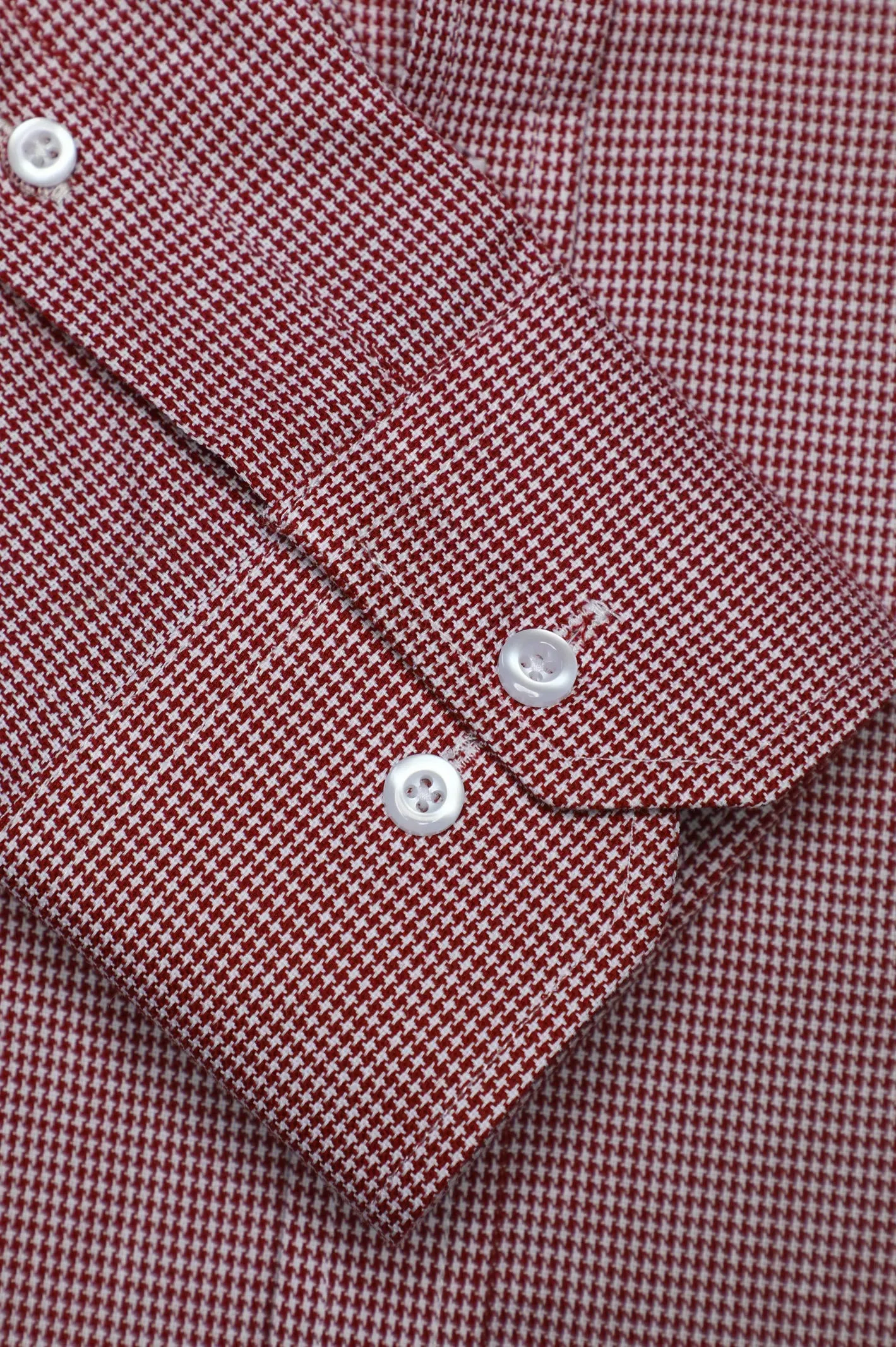 Red Houndstooth Check Casual Shirt