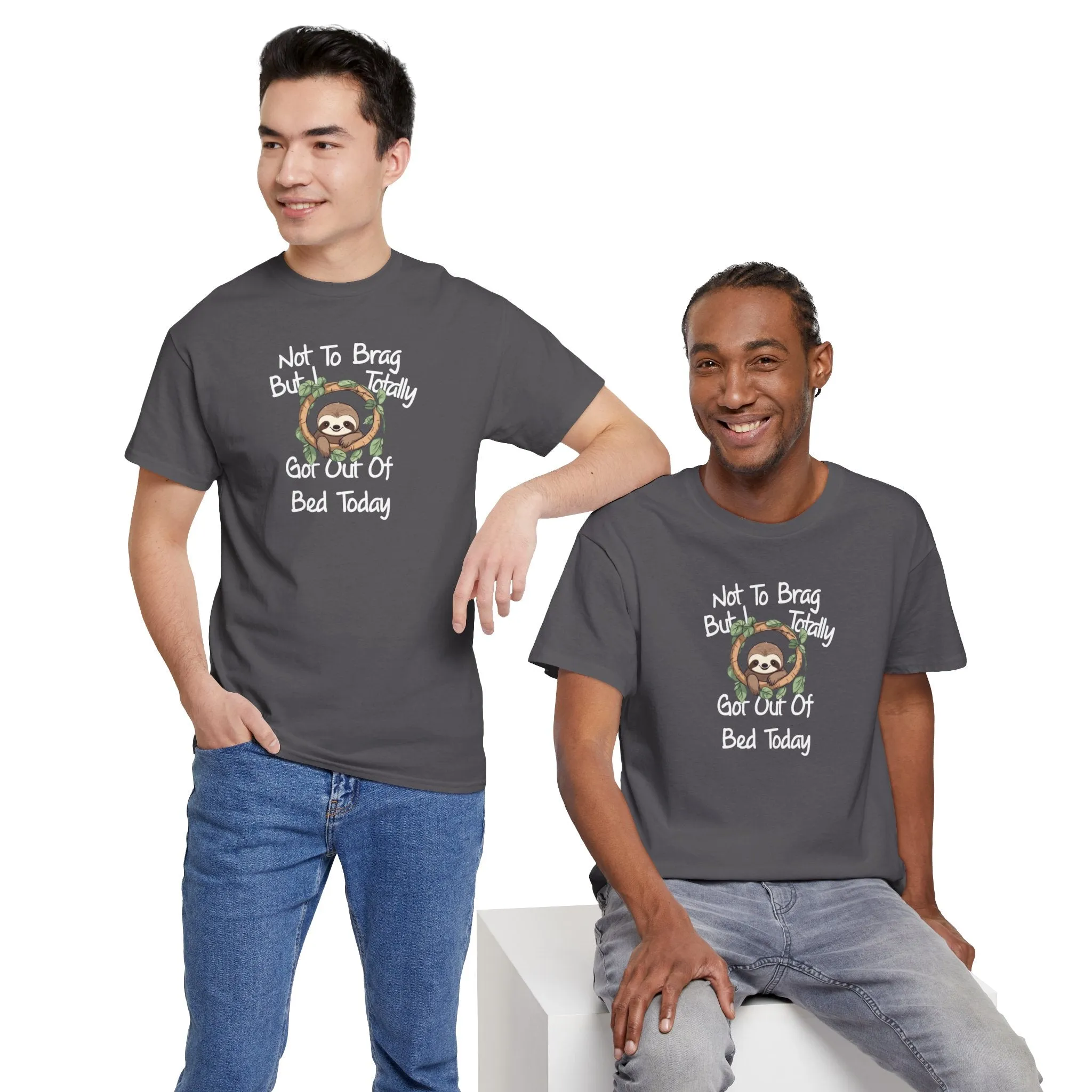 Sloth Funny Black T-Shirt Unisex Heavy Cotton Tee Shirts Comedy Humor Joke