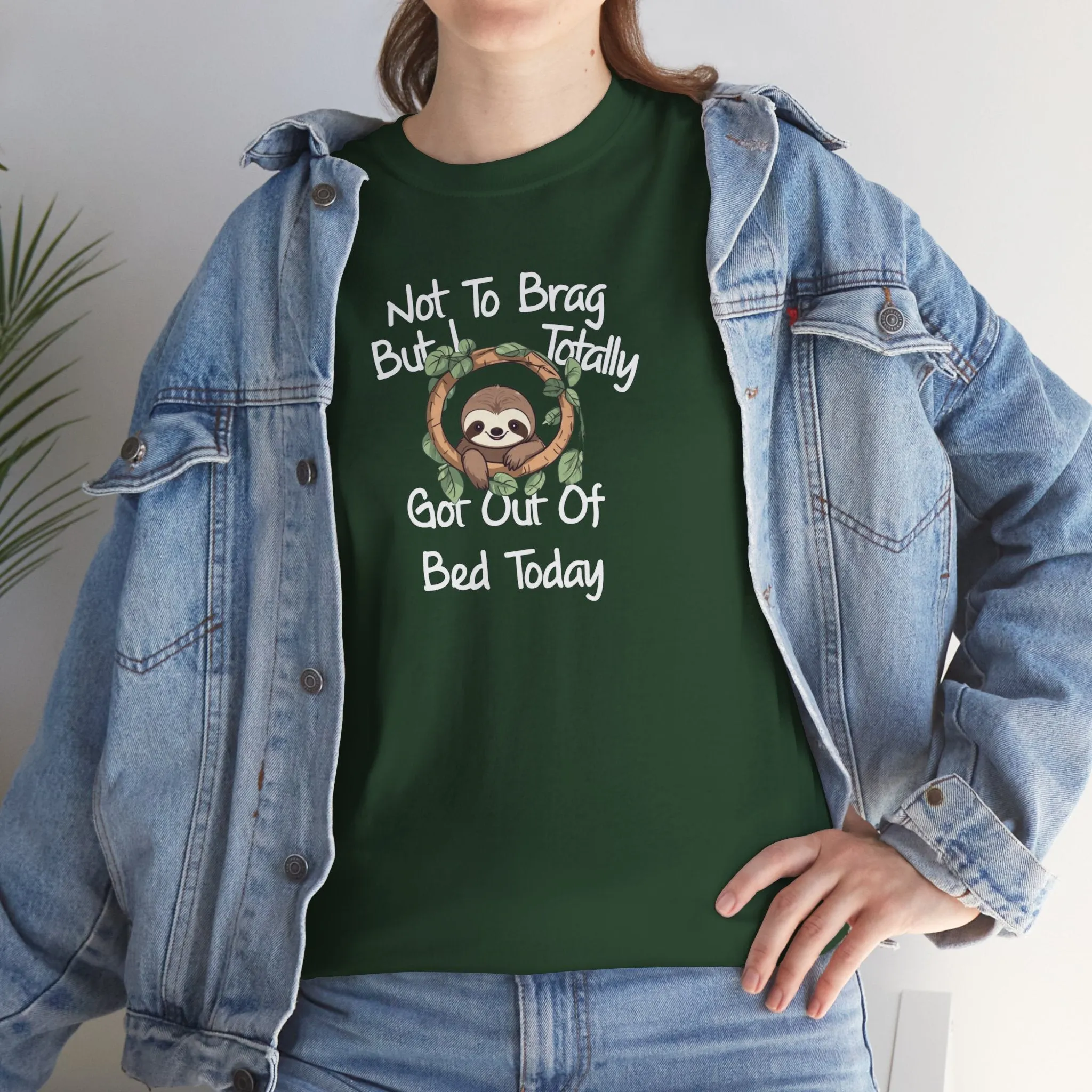 Sloth Funny Black T-Shirt Unisex Heavy Cotton Tee Shirts Comedy Humor Joke