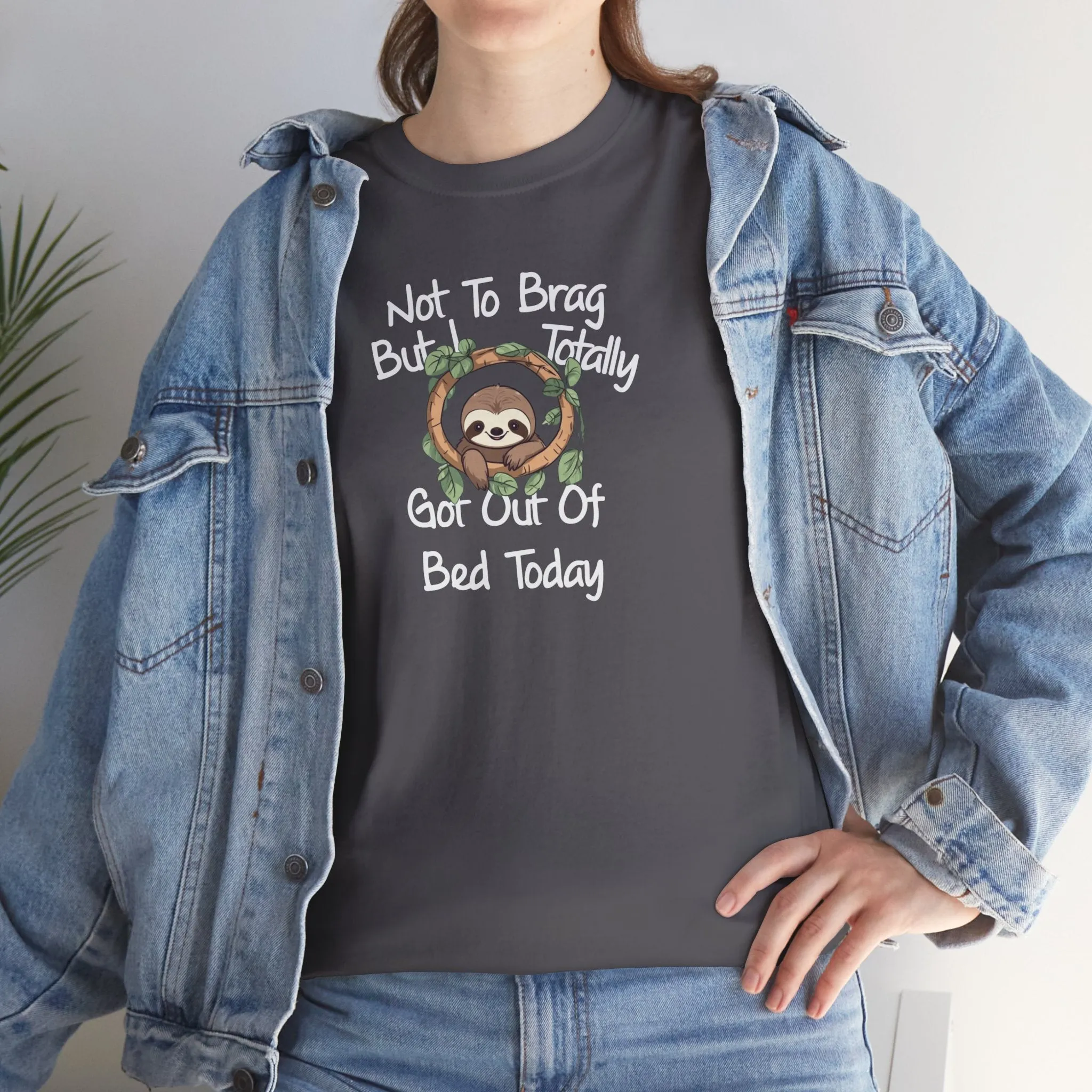 Sloth Funny Black T-Shirt Unisex Heavy Cotton Tee Shirts Comedy Humor Joke