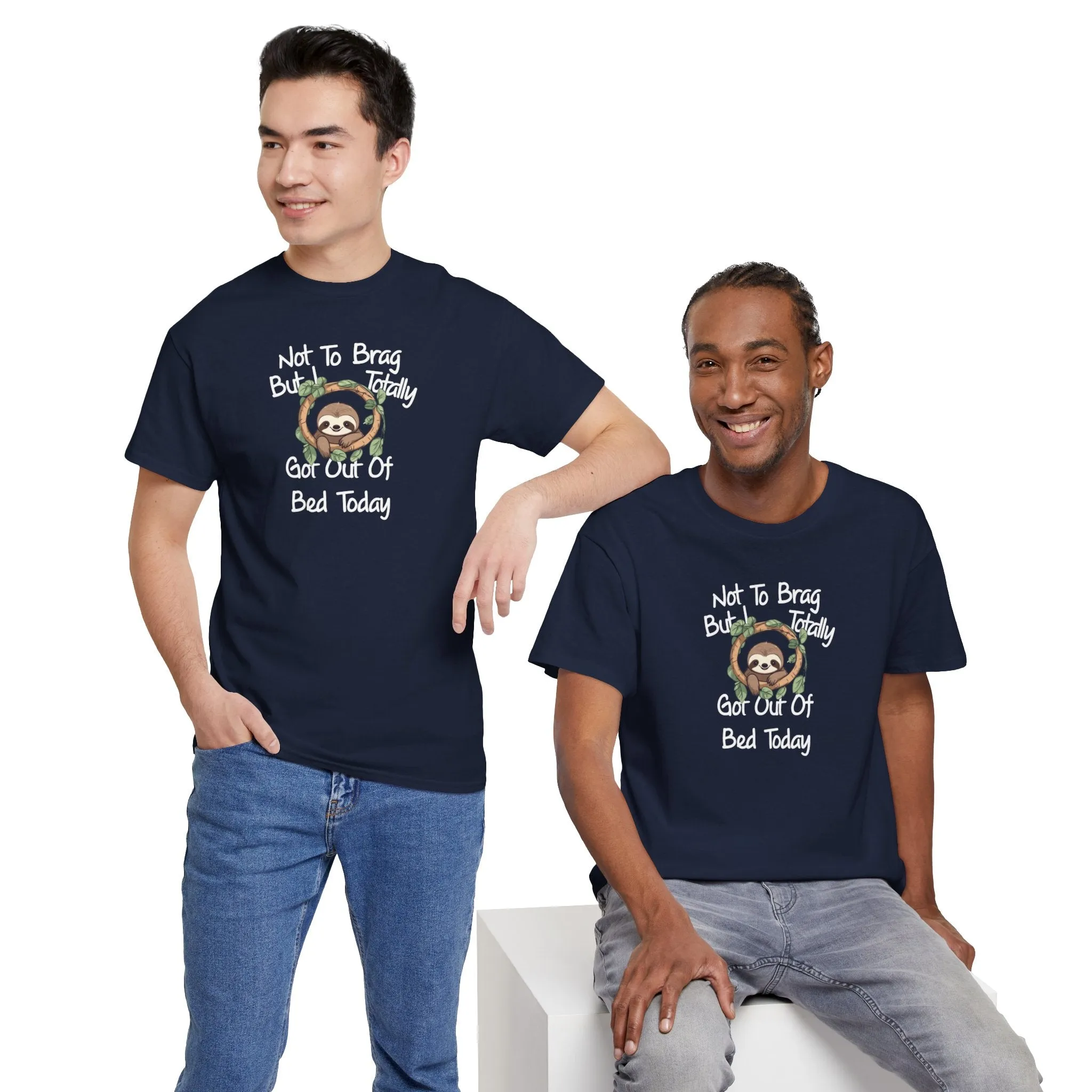 Sloth Funny Black T-Shirt Unisex Heavy Cotton Tee Shirts Comedy Humor Joke