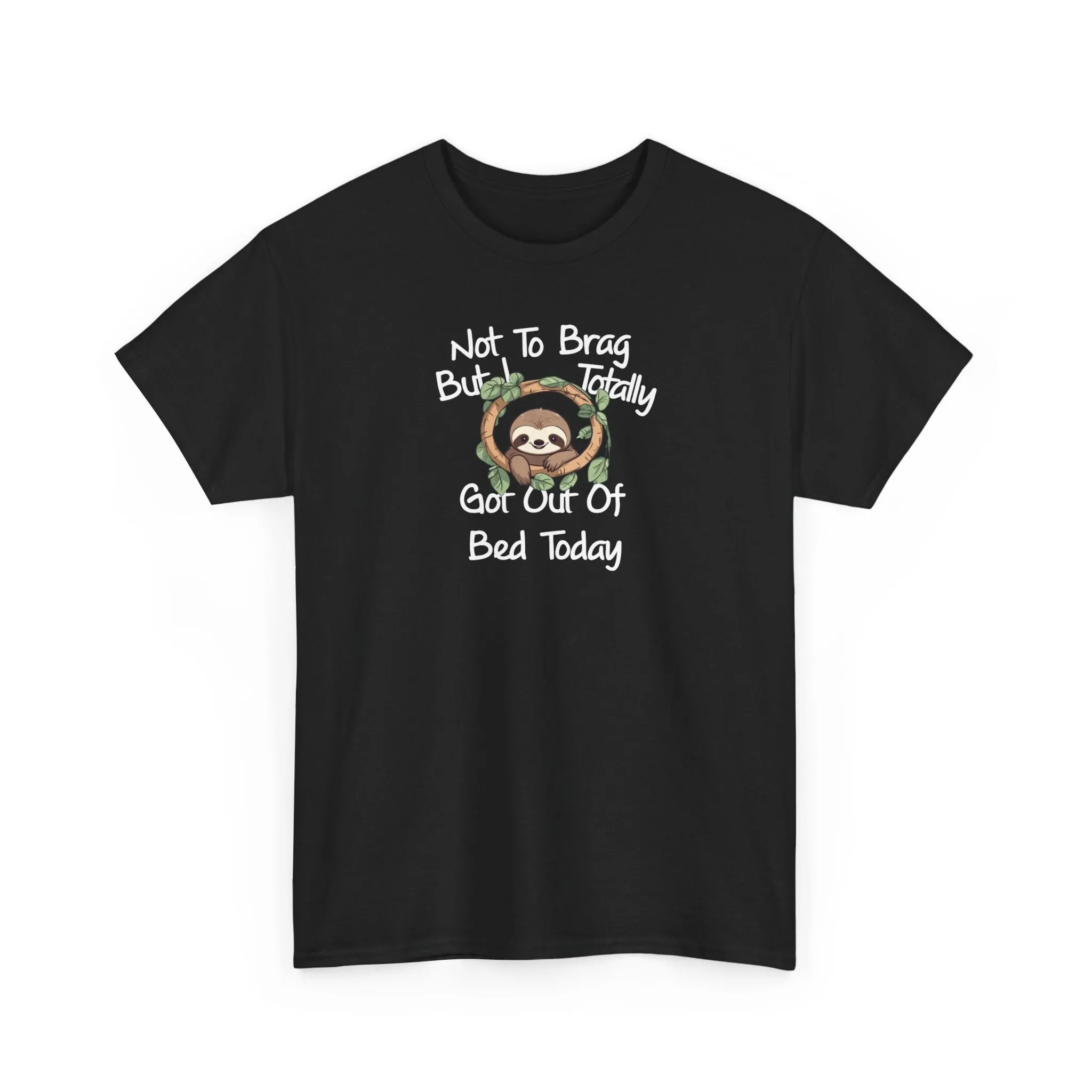 Sloth Funny Black T-Shirt Unisex Heavy Cotton Tee Shirts Comedy Humor Joke
