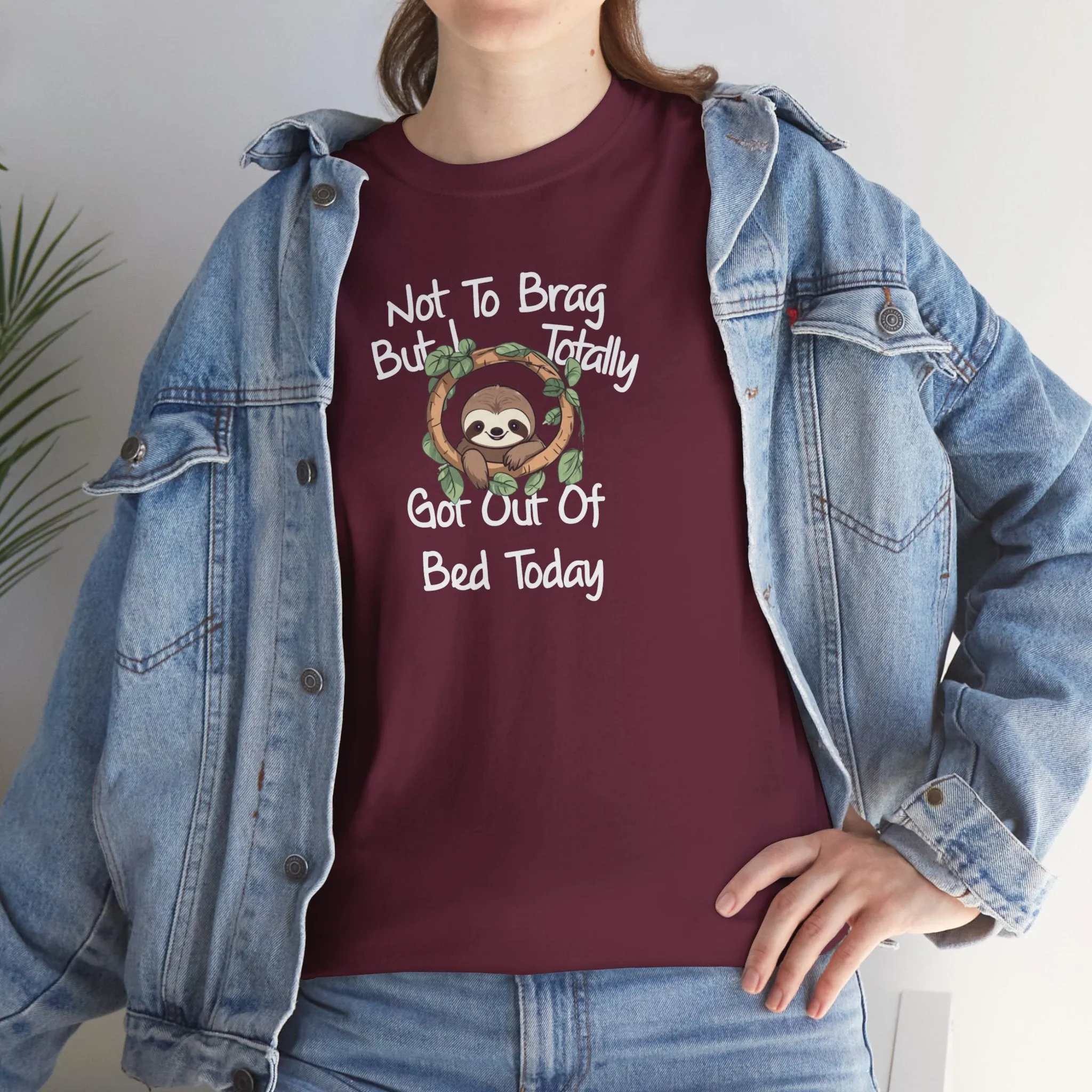 Sloth Funny Black T-Shirt Unisex Heavy Cotton Tee Shirts Comedy Humor Joke