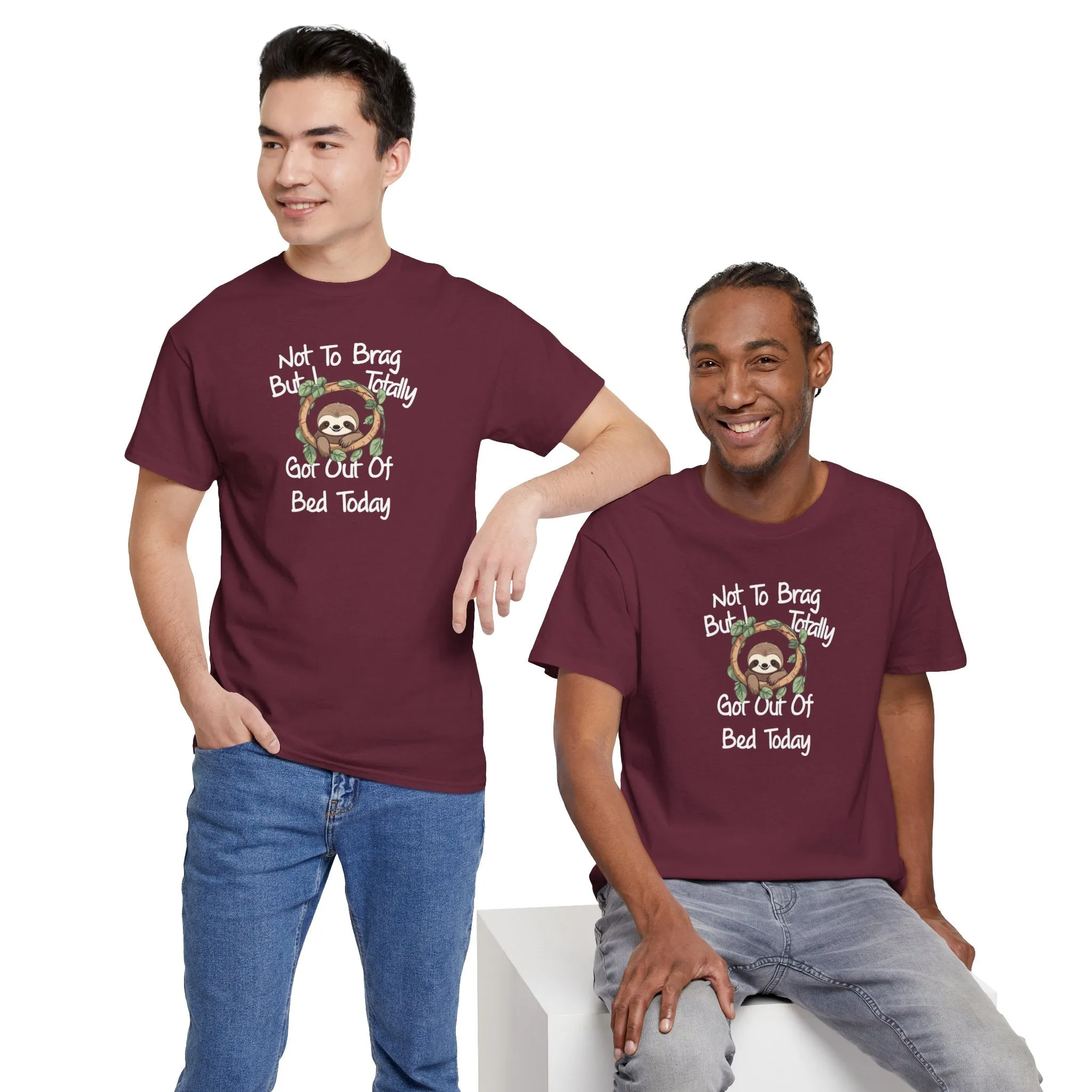 Sloth Funny Black T-Shirt Unisex Heavy Cotton Tee Shirts Comedy Humor Joke