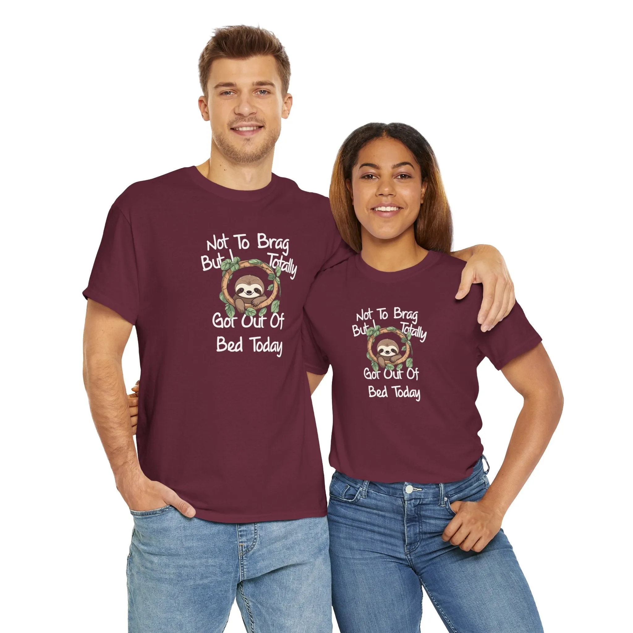 Sloth Funny Black T-Shirt Unisex Heavy Cotton Tee Shirts Comedy Humor Joke