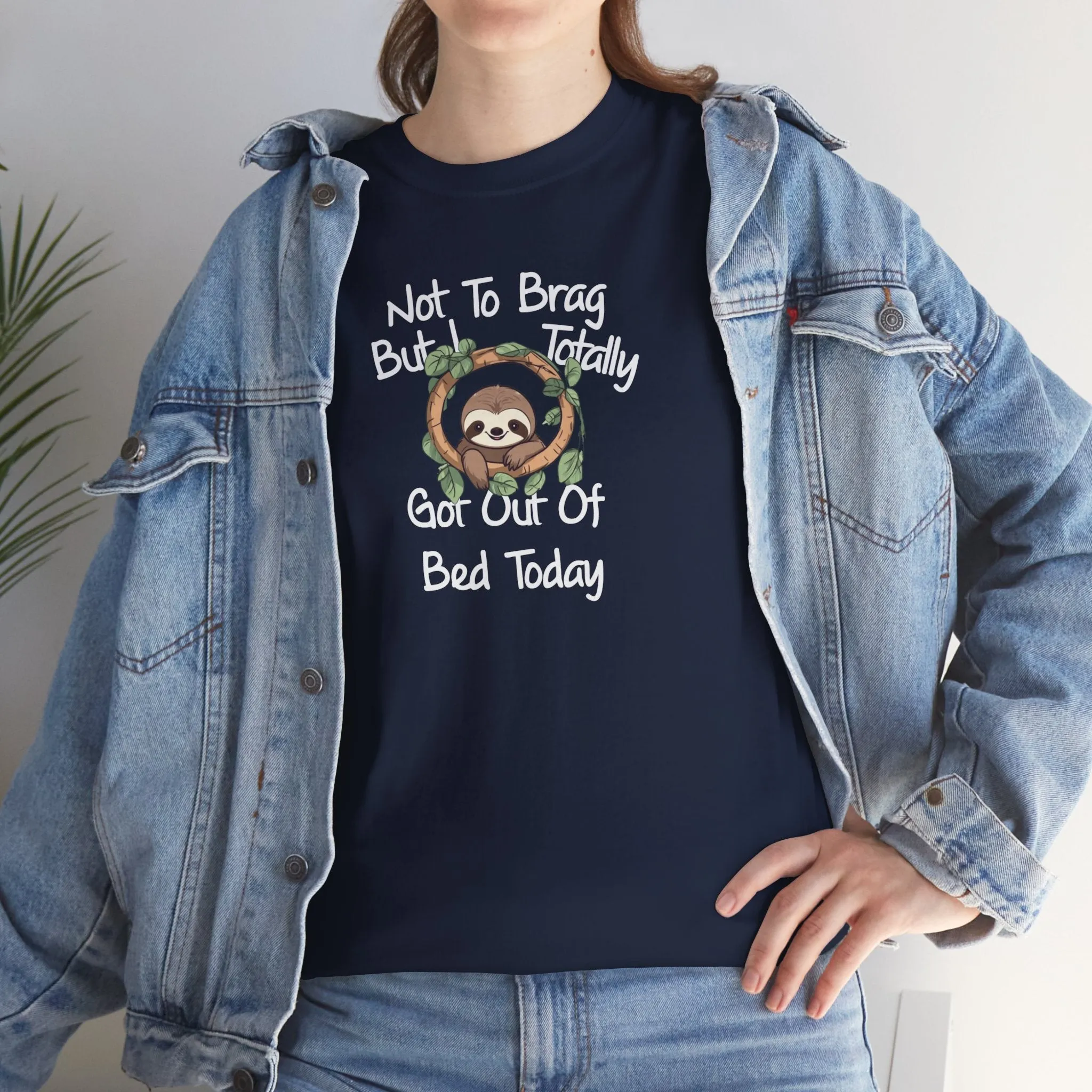 Sloth Funny Black T-Shirt Unisex Heavy Cotton Tee Shirts Comedy Humor Joke
