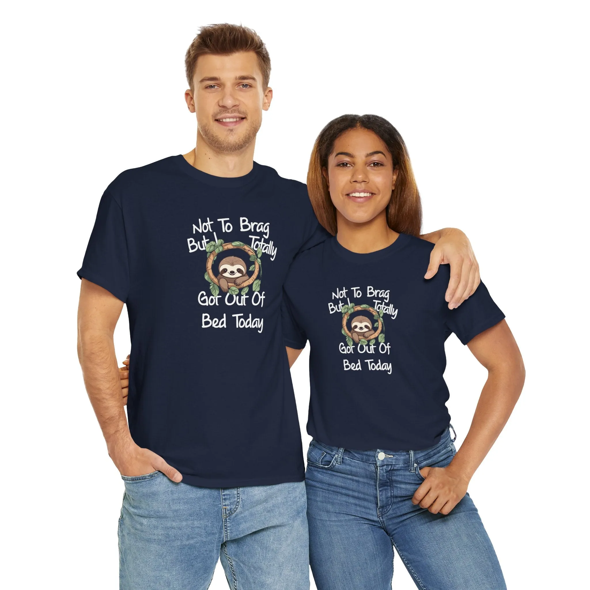 Sloth Funny Black T-Shirt Unisex Heavy Cotton Tee Shirts Comedy Humor Joke
