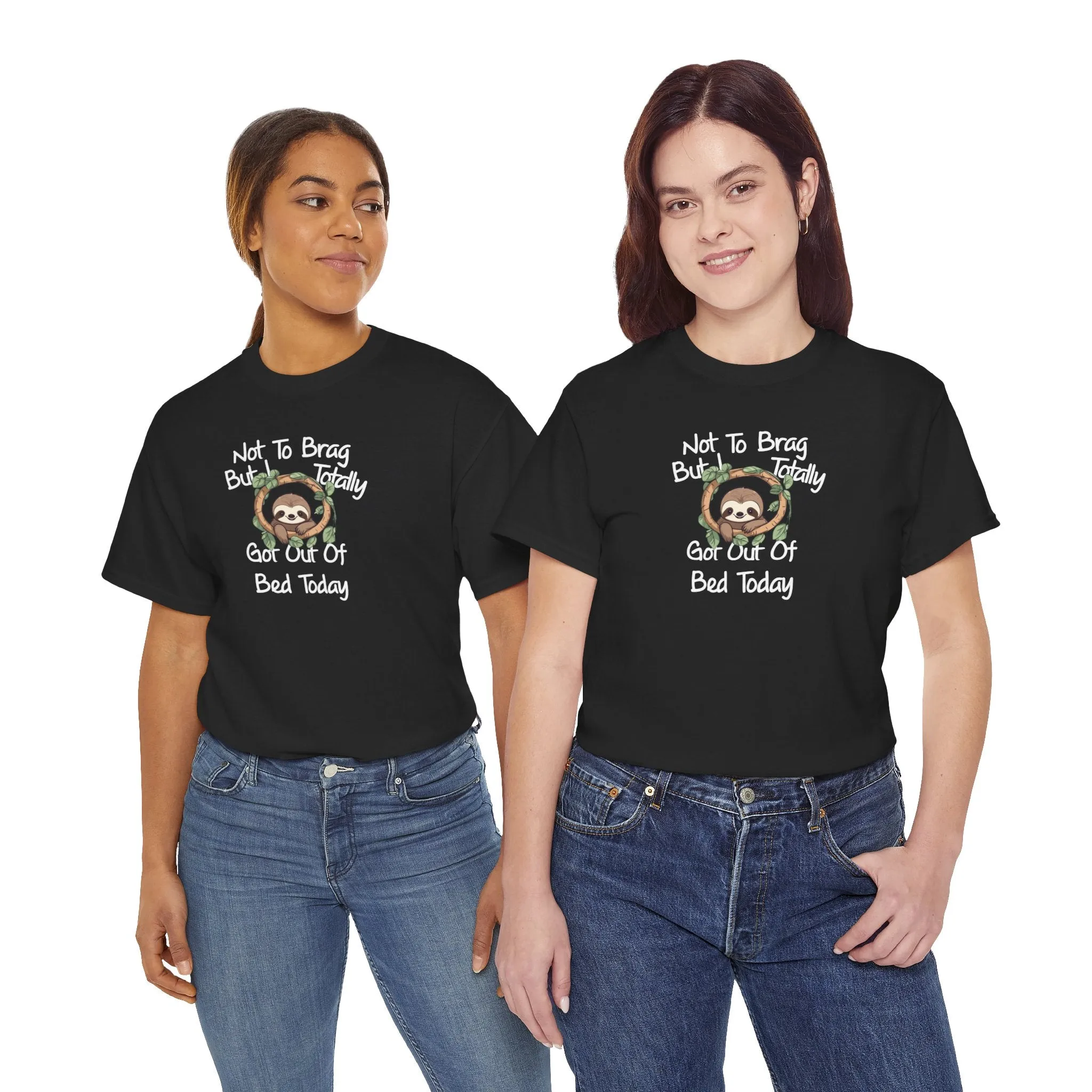 Sloth Funny Black T-Shirt Unisex Heavy Cotton Tee Shirts Comedy Humor Joke