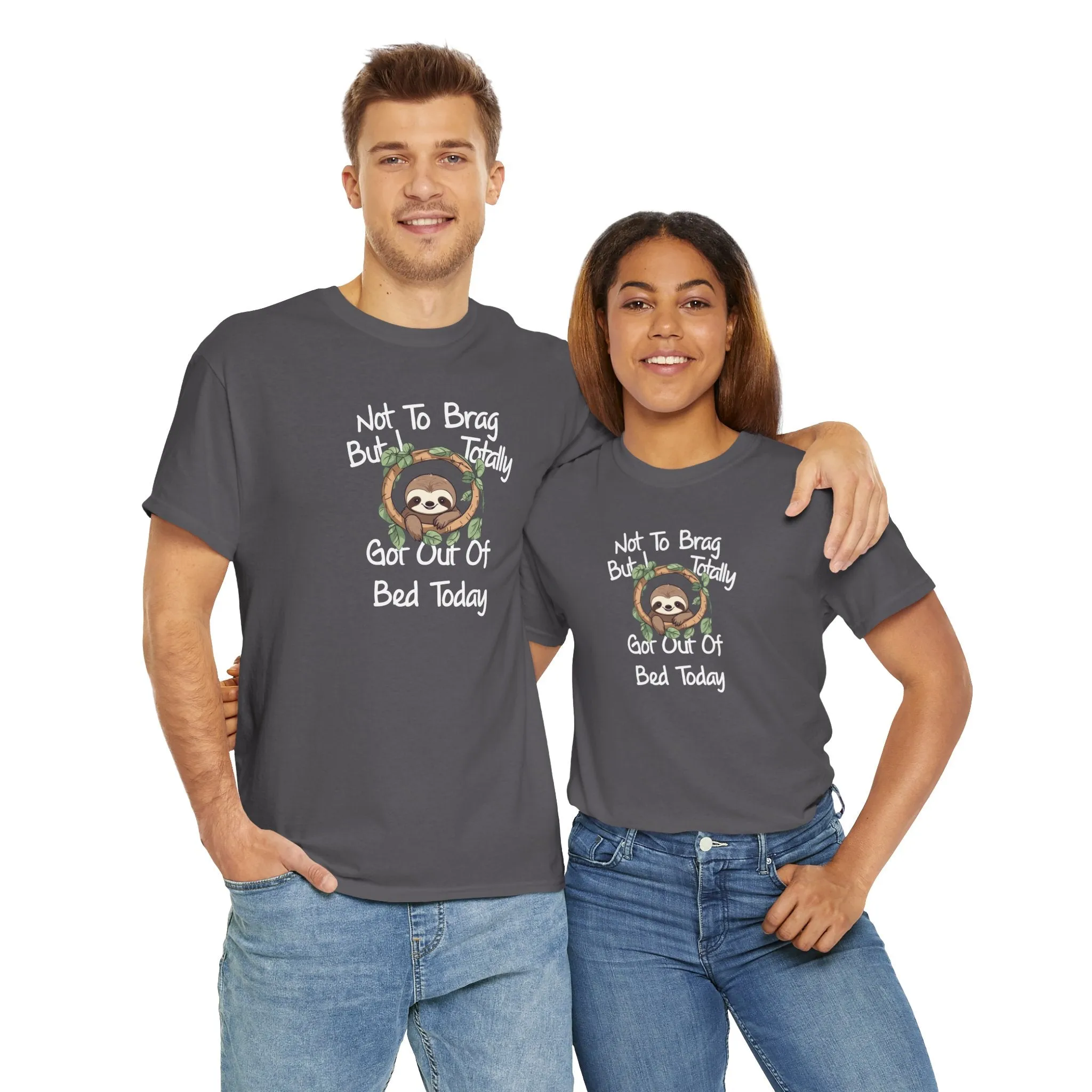 Sloth Funny Black T-Shirt Unisex Heavy Cotton Tee Shirts Comedy Humor Joke