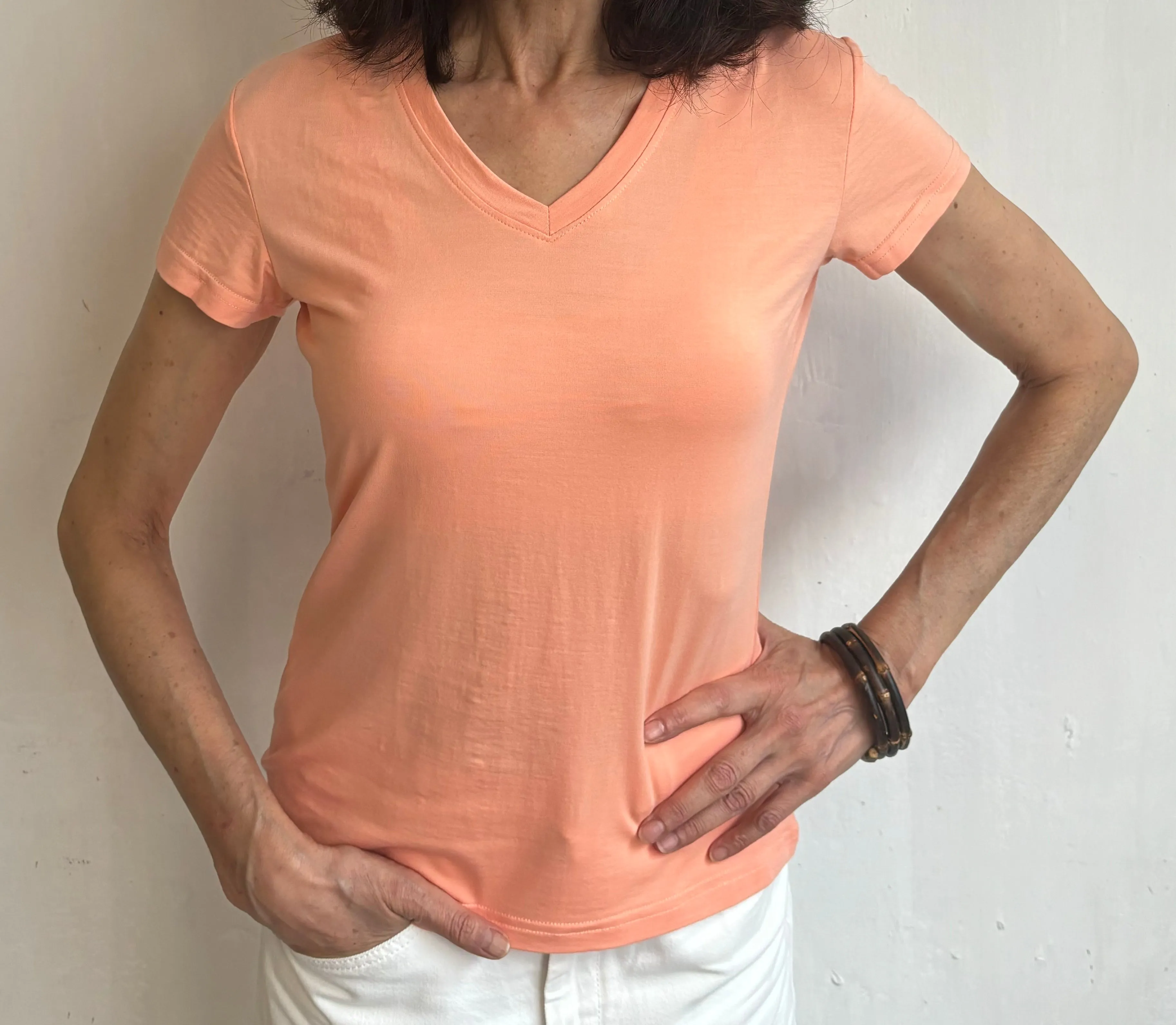 SOFTEE Women's Bamboo V Neck T-shirt
