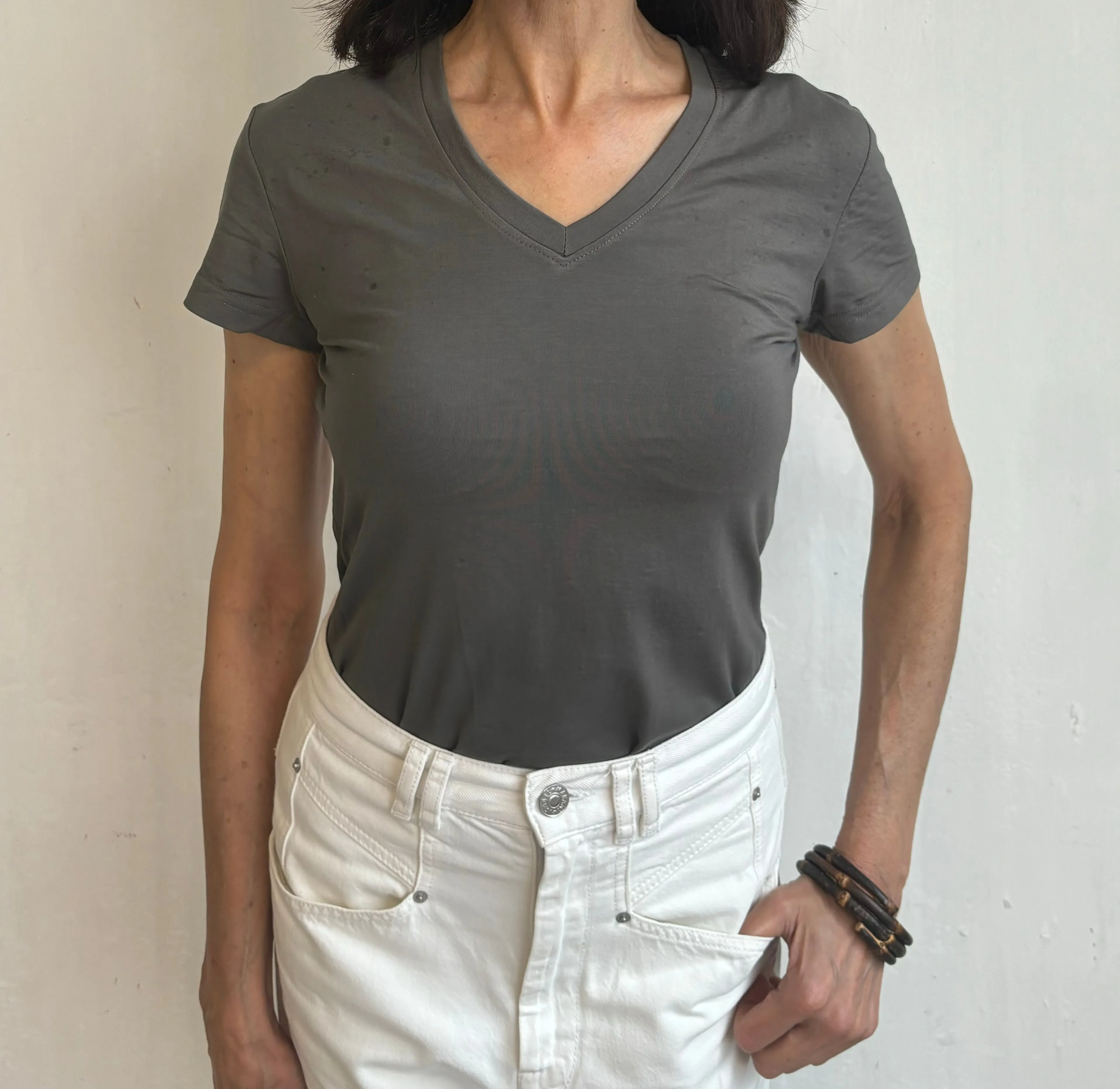 SOFTEE Women's Bamboo V Neck T-shirt